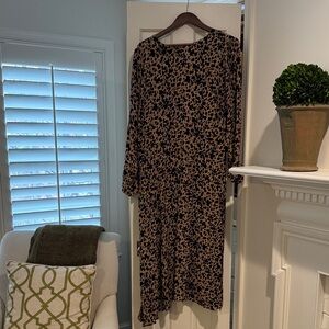 Reformation Black & Tan Leopard Print Long Sleeve Dress